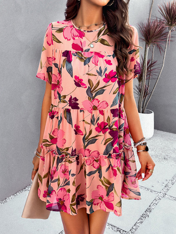 Floral Short-Sleeve Holiday Dress – Lightweight, Romantic Summer Style
