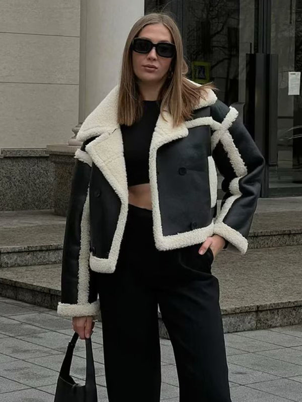 جاكيت دافئ من صوف الحمل الفاخر للنساء