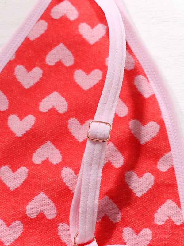 Valentine's Red Wireless Bra & Boxer Brief Lingerie Set – Heart Print, Nylon-Spandex