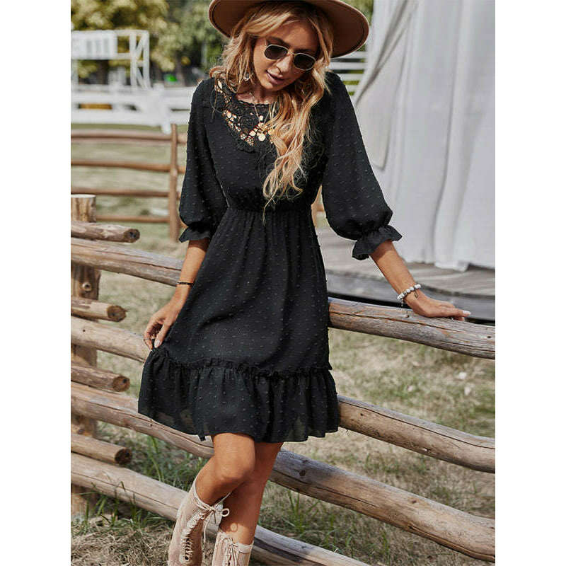 فستان ضيق بتطريز الدانتيل – تصميم أنيق يحدد الخصر لربيع وصيف ماريا المبتسمة - كل شيء للنساء 34652030