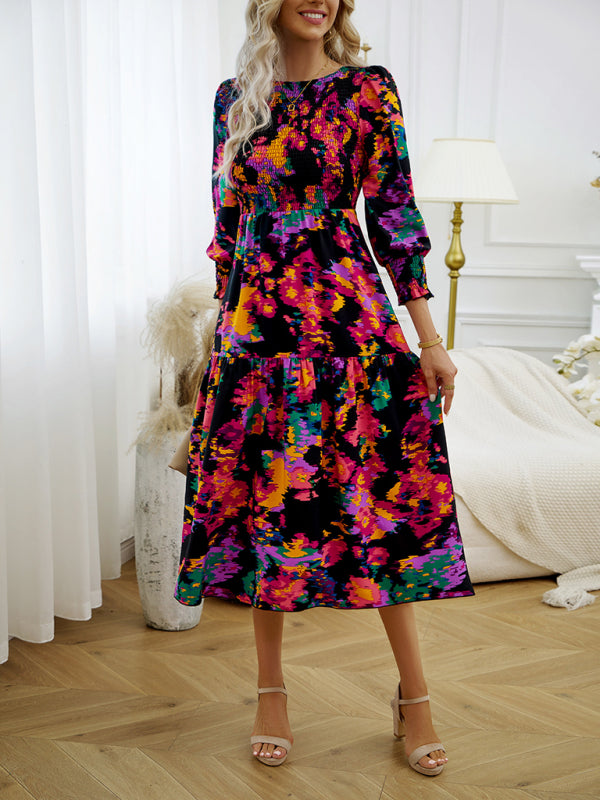 Robe imprimée élégante à col rond – Coupe gracieuse pour toutes les saisons