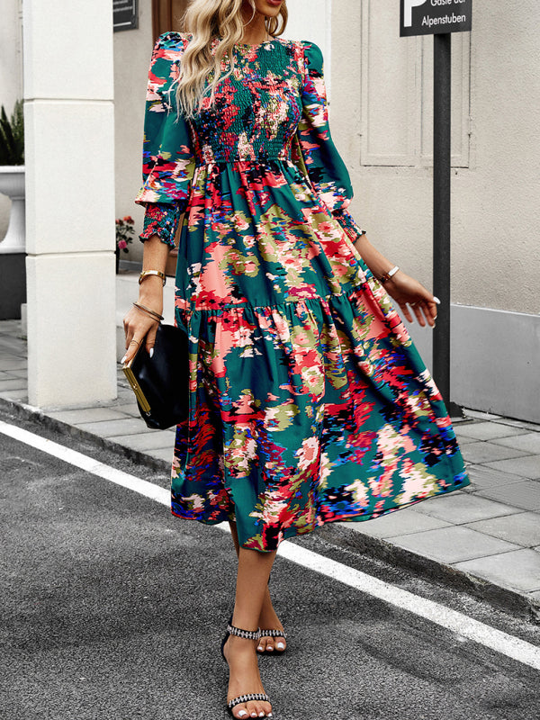 Robe imprimée élégante à col rond – Coupe gracieuse pour toutes les saisons