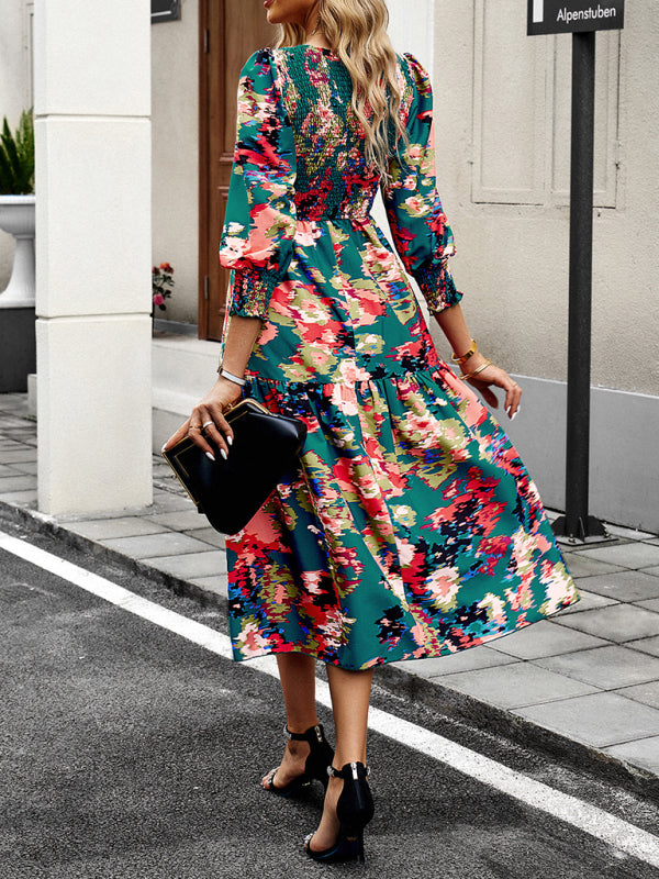 Robe imprimée élégante à col rond – Coupe gracieuse pour toutes les saisons