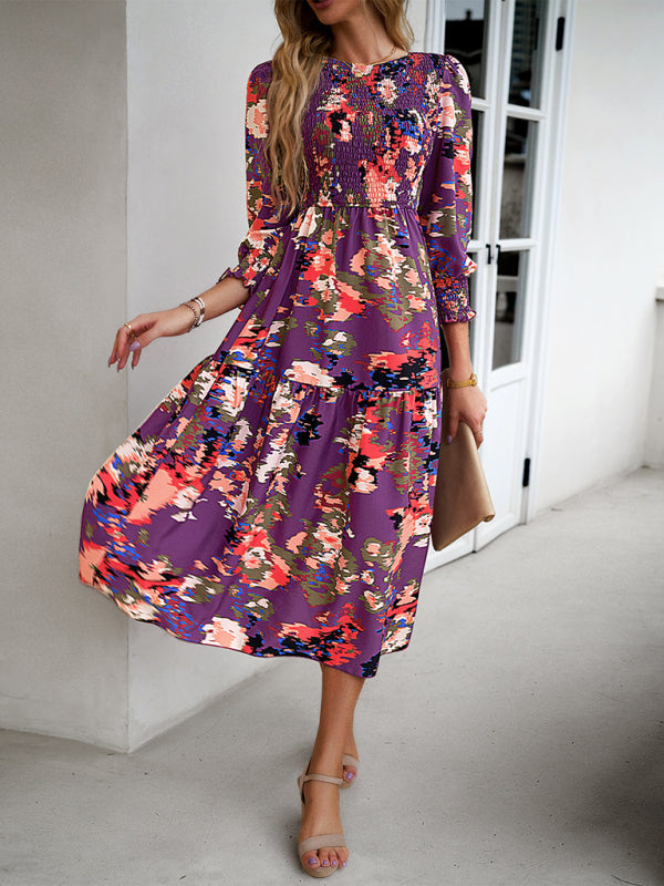 Robe imprimée élégante à col rond – Coupe gracieuse pour toutes les saisons