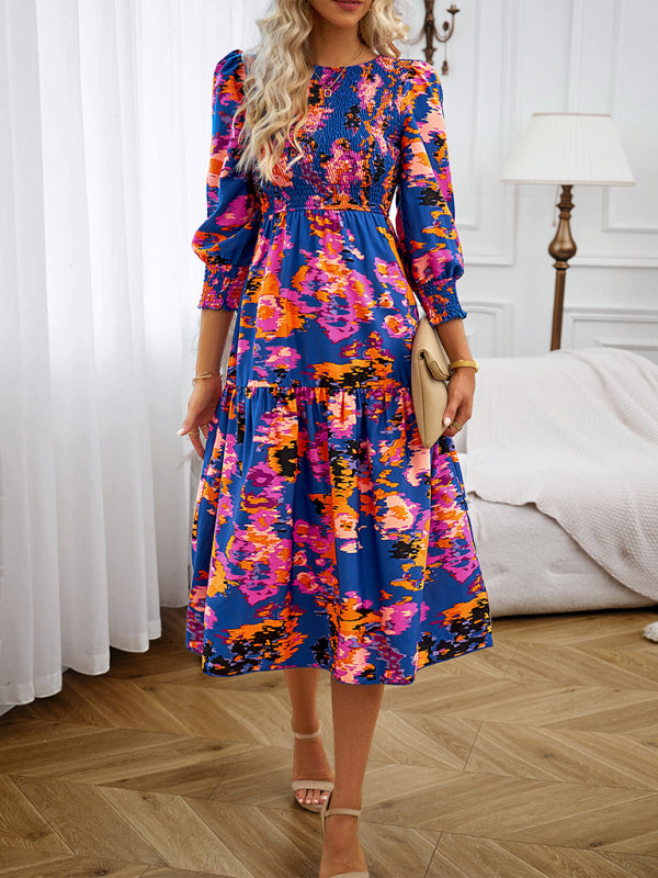 Robe imprimée élégante à col rond – Coupe gracieuse pour toutes les saisons