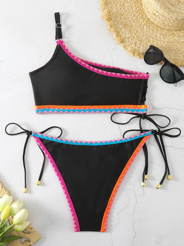 One-Shoulder Split Swimsuit – Black, Sleek & Supportive Fit