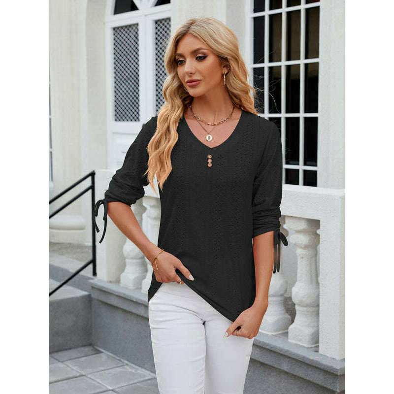 womens-v-neck-34-sleeve-drawstring-t-shirtsmiling-maria---everything-for-women-34697158