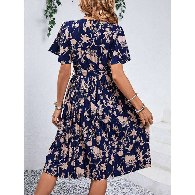 floral-print-waist-defined-dress-–-round-neck-lace-detail-spring-looksmiling-maria---everything-for-women-34652946