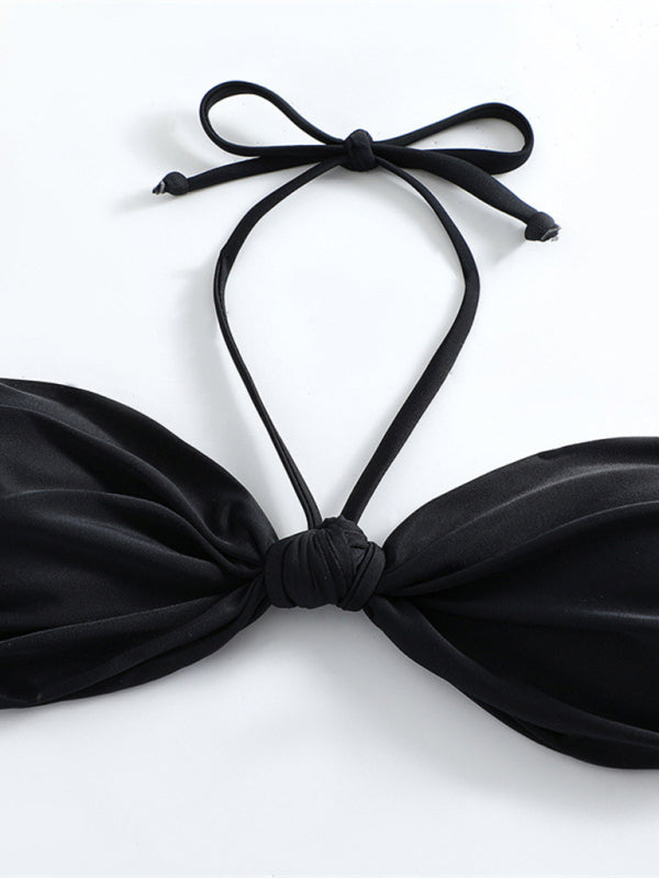 Feminine Knot Halterneck Bikini – String Style, Self Design, Adjustable Fit