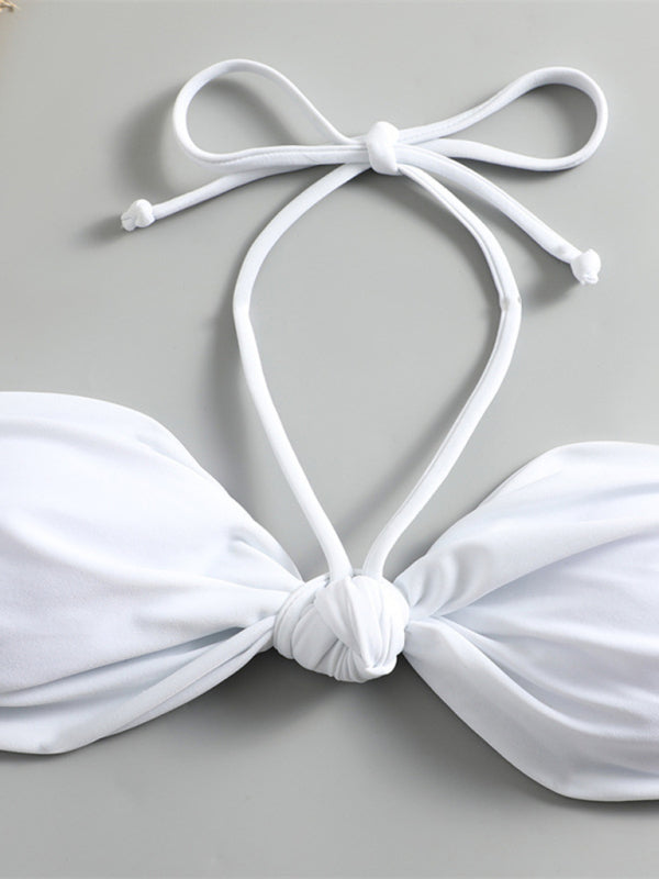 Feminine Knot Halterneck Bikini – String Style, Self Design, Adjustable Fit