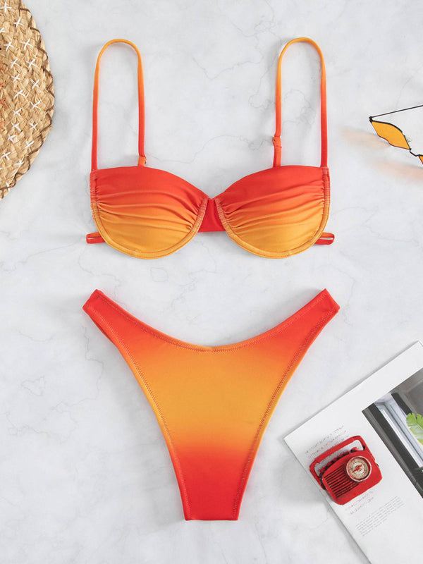 Gradient Bikini Set with Spaghetti Straps – Sexy Fit & Summer Style