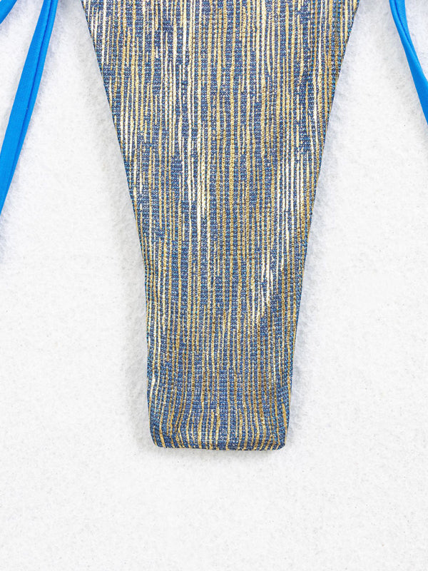 Lurex Glitter Bikini Set – Shimmering Two-Piece Swimwear in Pink, Blue, or Gold