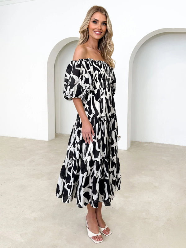 Puff Sleeve French Cake Dress – Romantic Floral Resort Maxi Outfit