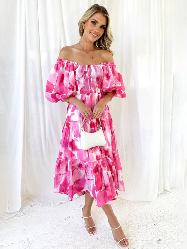 Puff Sleeve French Cake Dress – Romantic Floral Resort Maxi Outfit