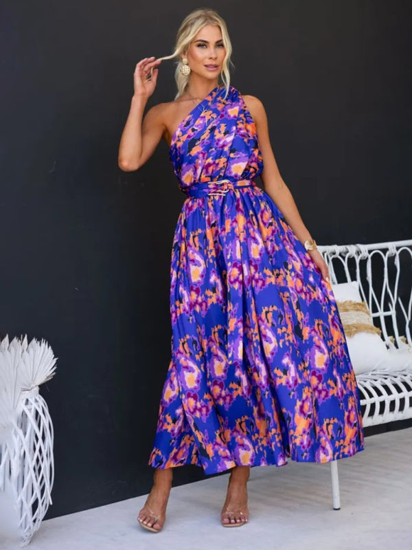 One-Shoulder Strapless Backless Dress – Slim-Waist Woven Elegance for Spring & Summer