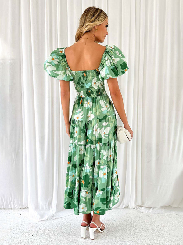 Romantic Off-Shoulder Floral Dress – Spring Summer French Style