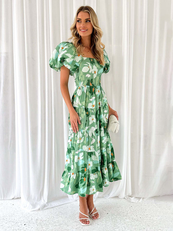 Romantic Off-Shoulder Floral Dress – Spring Summer French Style