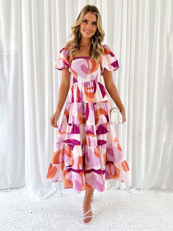 Romantic Off-Shoulder Floral Dress – Spring Summer French Style