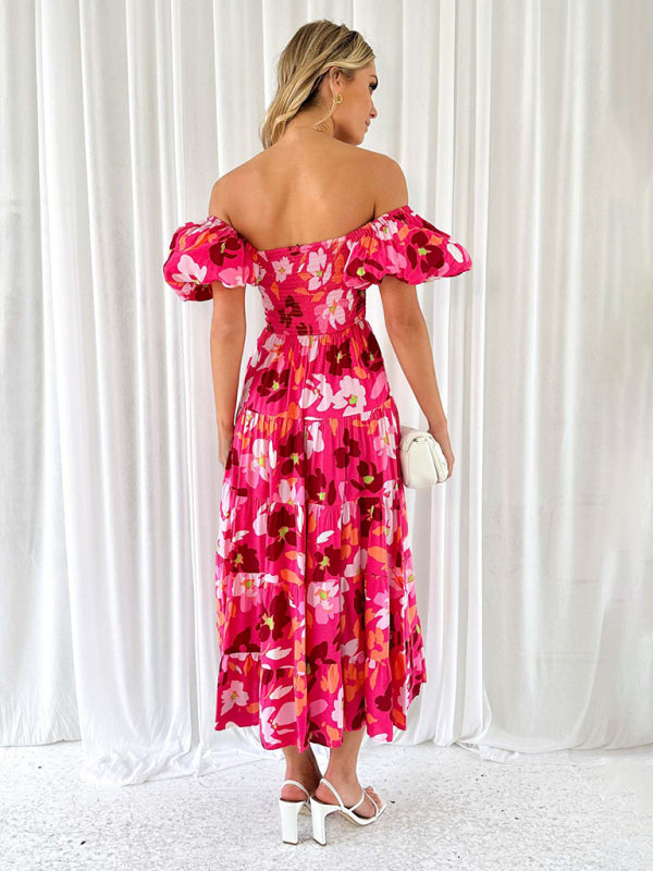 Romantic Off-Shoulder Floral Dress – Spring Summer French Style