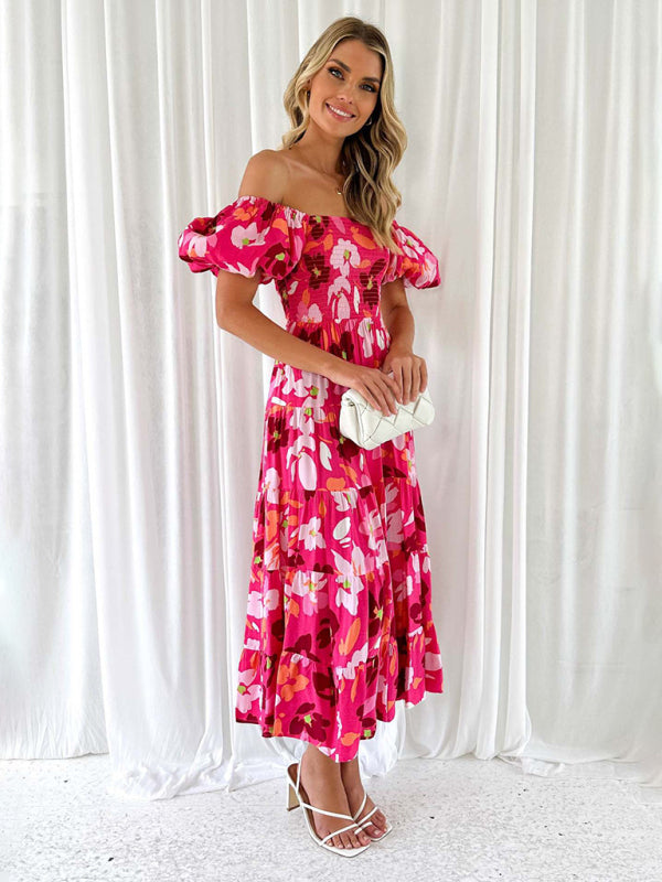 Romantic Off-Shoulder Floral Dress – Spring Summer French Style