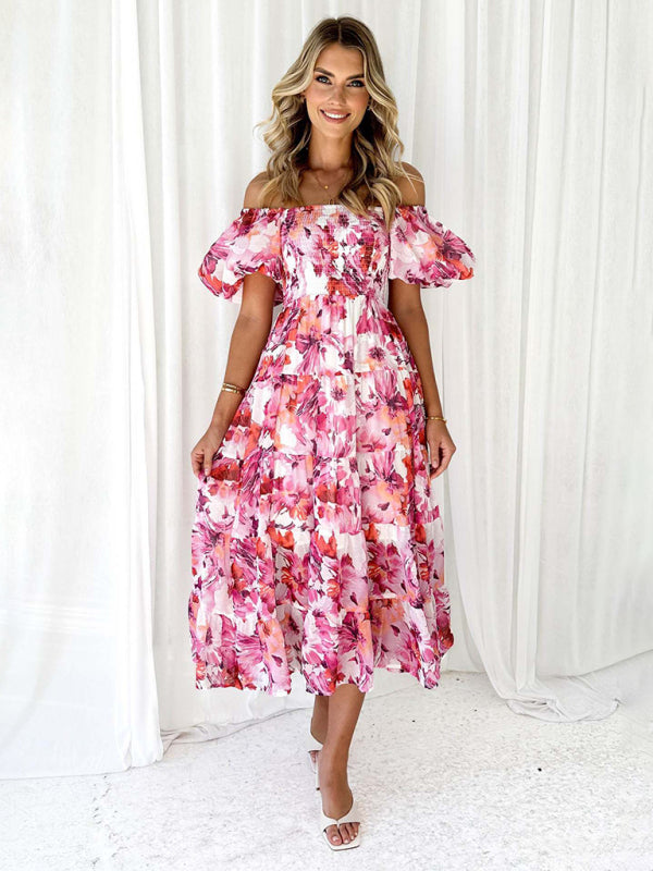 Romantic Off-Shoulder Floral Dress – Spring Summer French Style