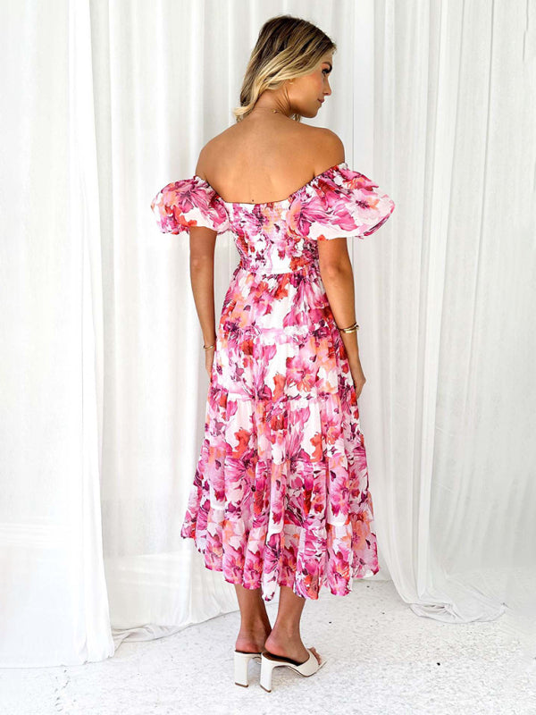 Romantic Off-Shoulder Floral Dress – Spring Summer French Style