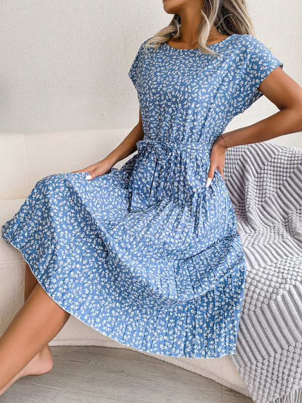 Women's Floral Pleated Midi Dress