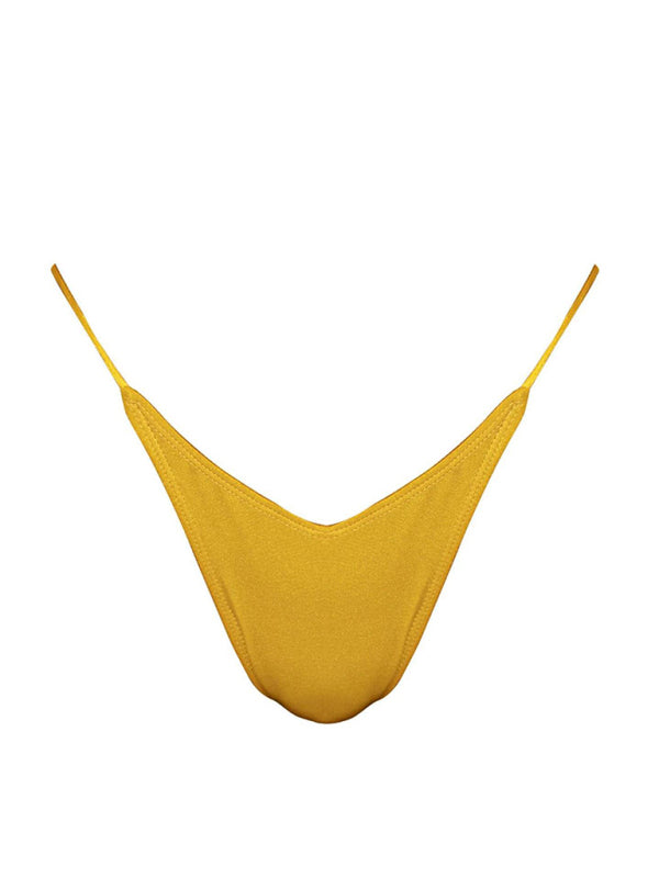 Solid Color Strappy Bikini Set – Sexy Triangle Top & Brazilian Bottom