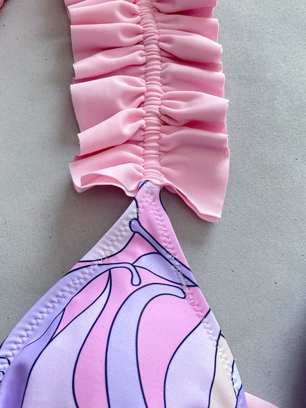 Ruffled Edge 3-Piece Bikini Set – High Stretch, Stylish Cover-Up Included