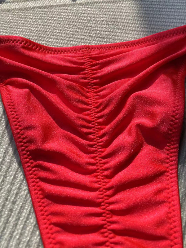 Solid Rope Strap Bikini Set – High-Stretch Knit with Sexy Secure Fit