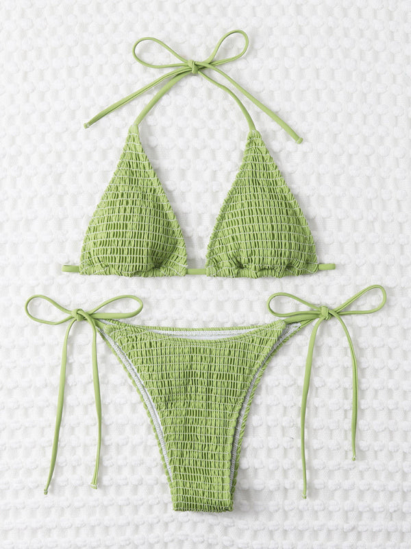 Sexy Lace-Up Two-Piece Bikini – Adjustable Wrap Top & Strappy Suspenders