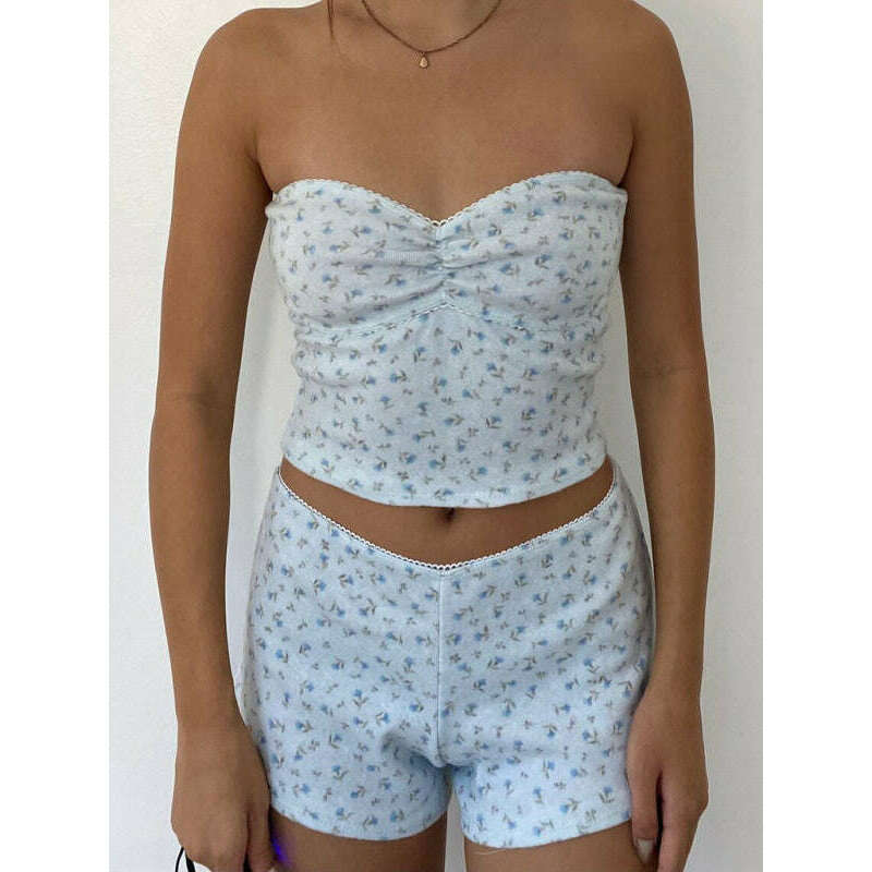 floral-tube-top-lace-shorts-set-–-stretchy-knit-lounge-outfitsmiling-maria---everything-for-women-34638372