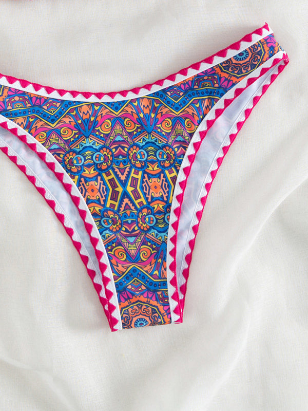 Crocheted Halterneck Bikini Set – Tube Top & Mid-Rise Bottoms in Blue