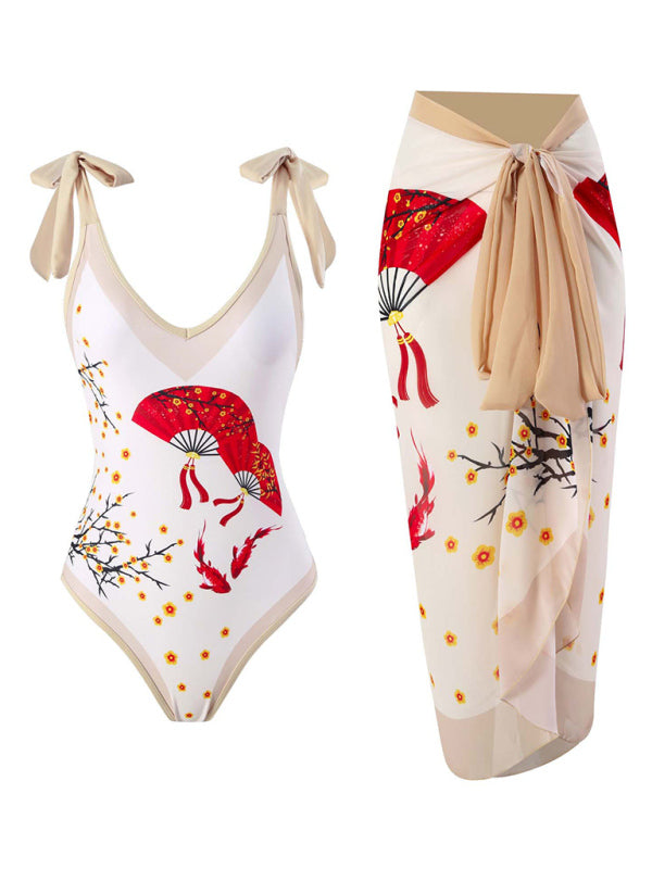 Floral Print One-Piece Swimsuit – Sleek Fit, Sexy Design, Light Stretch