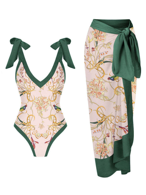 Floral Print One-Piece Swimsuit – Sleek Fit, Sexy Design, Light Stretch