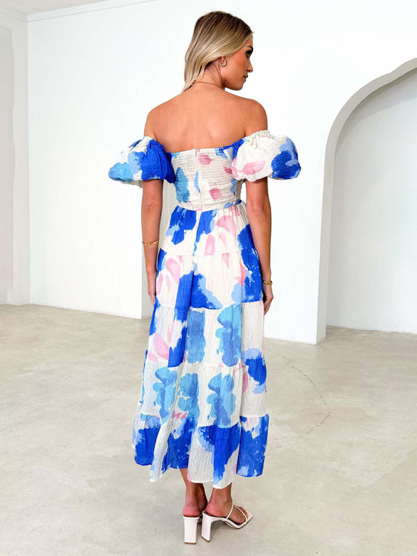 Slim Fit Floral Puff Sleeve Swing Dress – Lightweight & Boho Chic