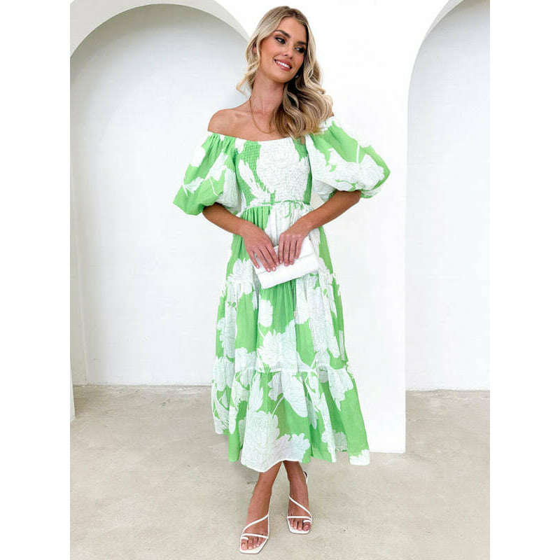 one-shoulder-puff-sleeve-printed-dresssmiling-maria---everything-for-women-34668861