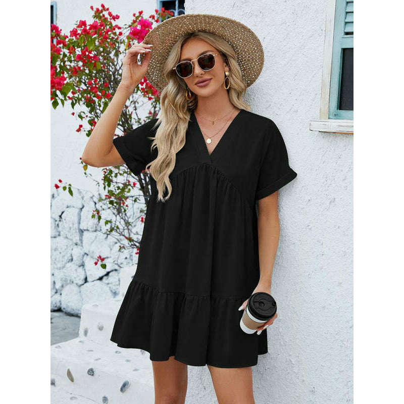v-neck-pleated-midi-dress-–-short-sleeves-flowy-fit-for-everyday-stylesmiling-maria---everything-for-women-34644645