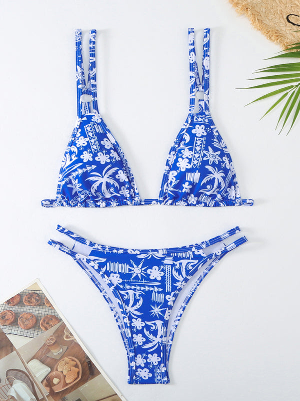 Floral Double Strap Bikini – High Elasticity, Sexy Fit, Spring-Summer Style