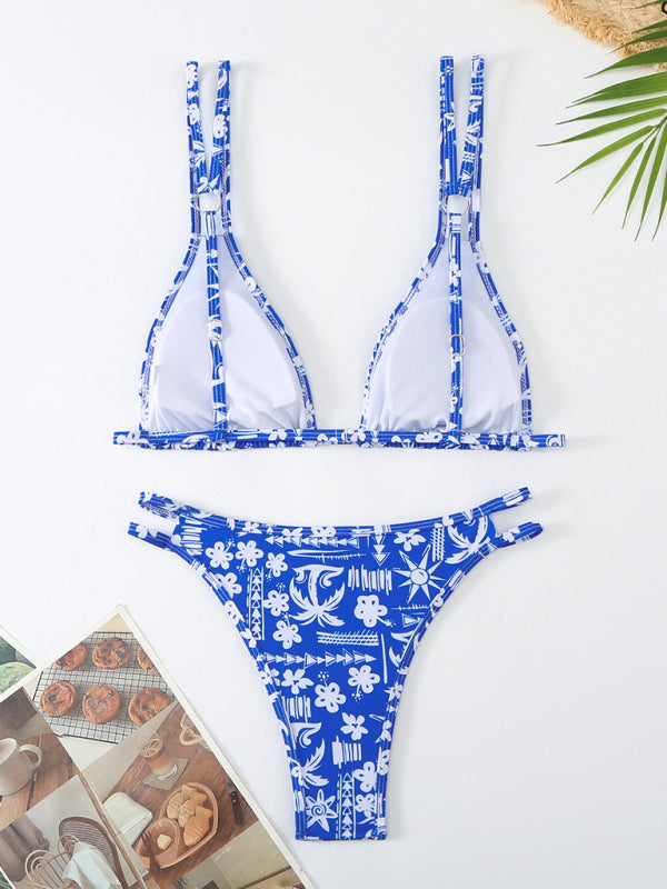 Floral Double Strap Bikini – High Elasticity, Sexy Fit, Spring-Summer Style