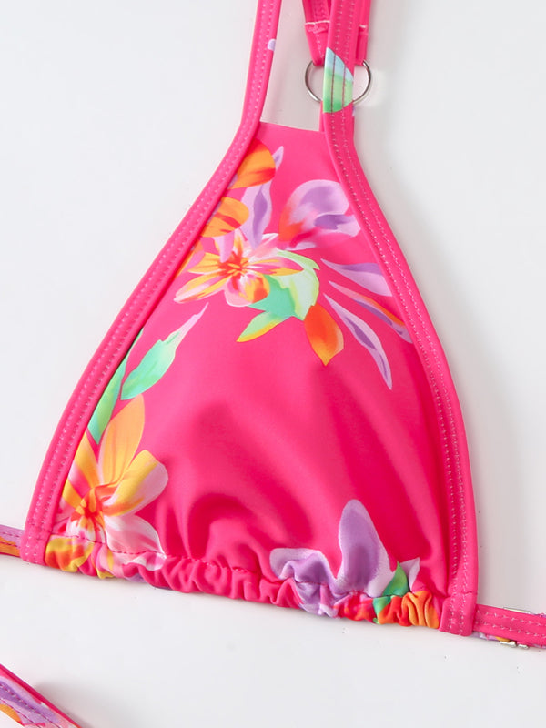Floral Double Strap Bikini – High Elasticity, Sexy Fit, Spring-Summer Style