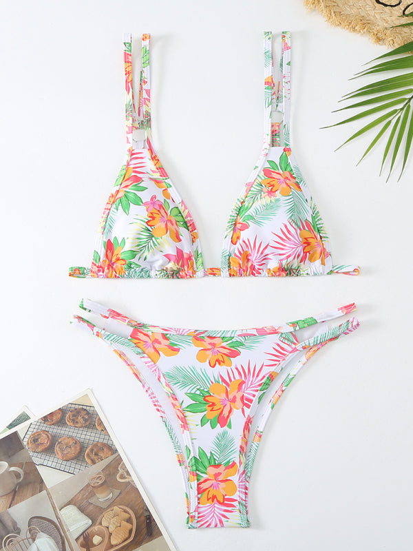 Floral Double Strap Bikini – High Elasticity, Sexy Fit, Spring-Summer Style