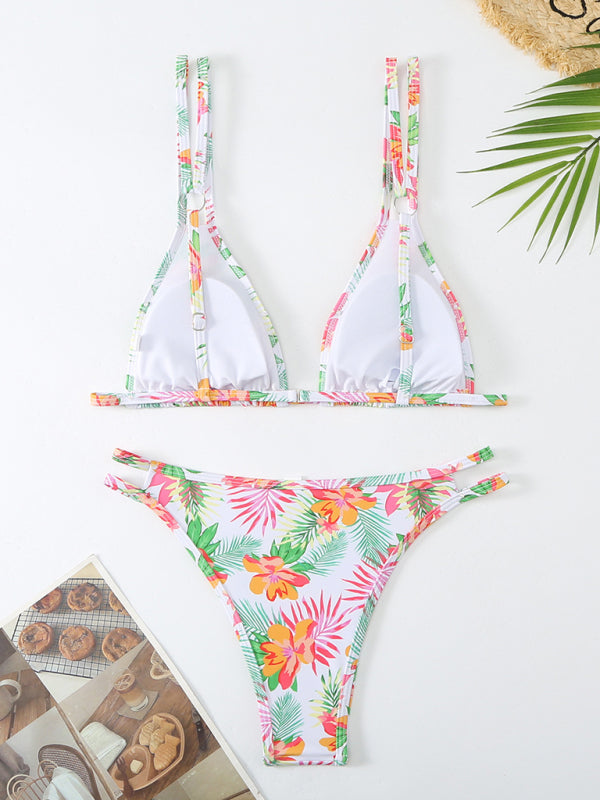 Floral Double Strap Bikini – High Elasticity, Sexy Fit, Spring-Summer Style