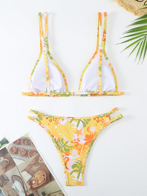 Floral Double Strap Bikini – High Elasticity, Sexy Fit, Spring-Summer Style
