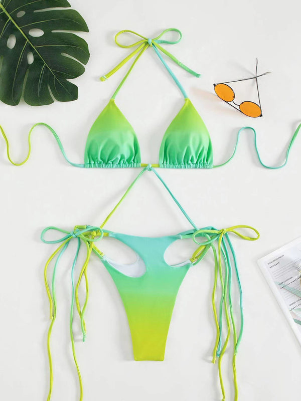 Gradient Hollow Fringed One-Piece Swimsuit – High Stretch & Flattering Fit