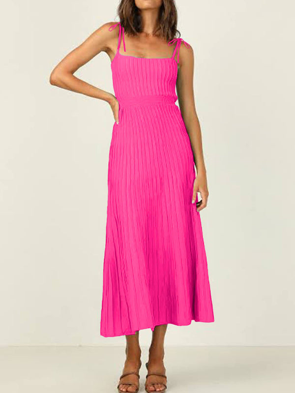 High Waist Knit Swing Dress – Sleeveless A-Line Style for Spring & Summer