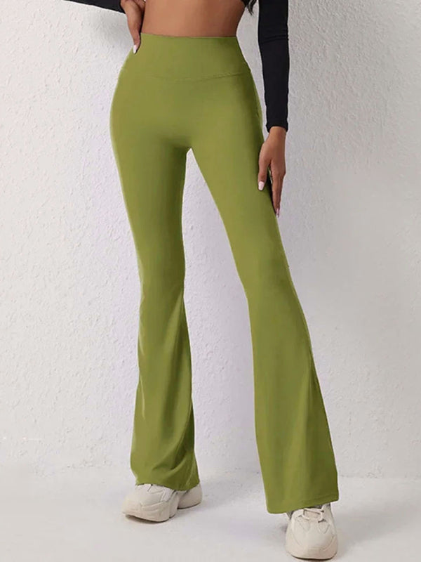 Peach High Waist Flared Yoga Leggings Green tea