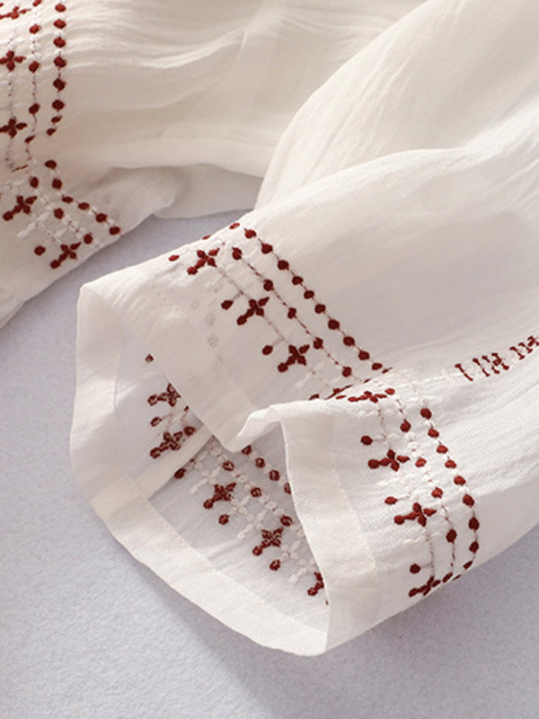 Embroidered Boho Linen Maxi Dress – Literary-Inspired Casual Style