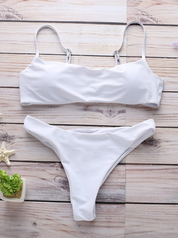 Strappy Two-Piece Bikini Set – Sleek Fit with Self-Design Detail
