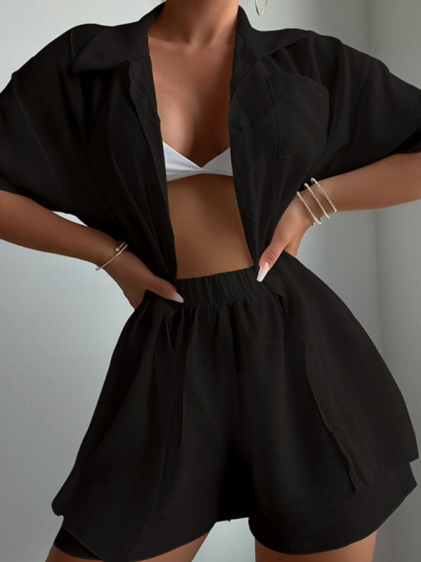 Loose Fit Sun Protection Beach Cover-Up Shirt & Shorts Set – Lightweight & Breathable